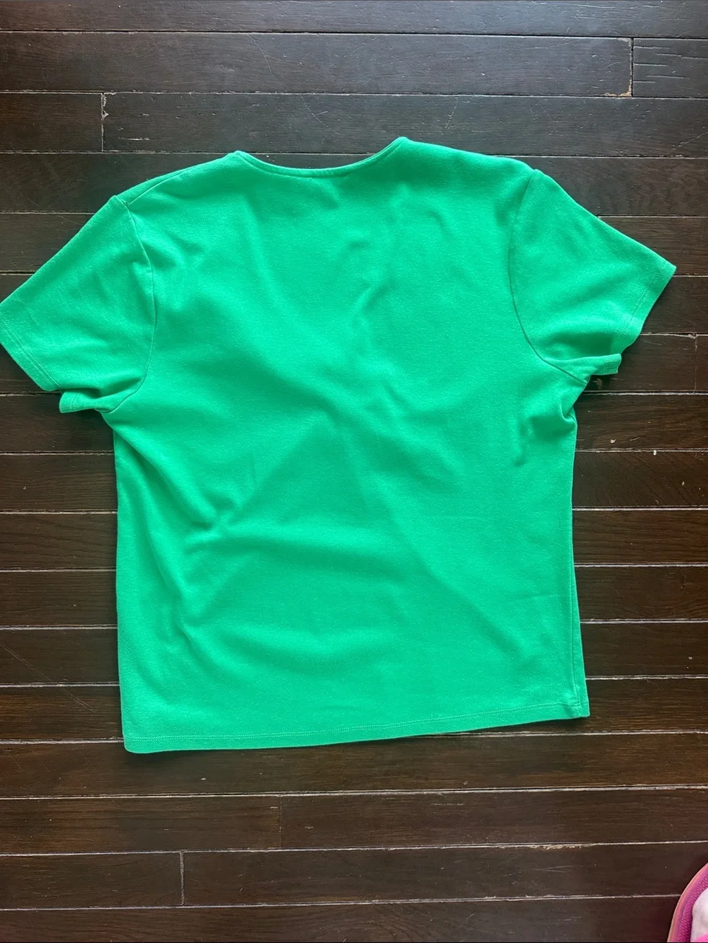 Calvin Klein Bright Green Twist-Front V-Neck Short Sleeve Top - Picture 2 of 6